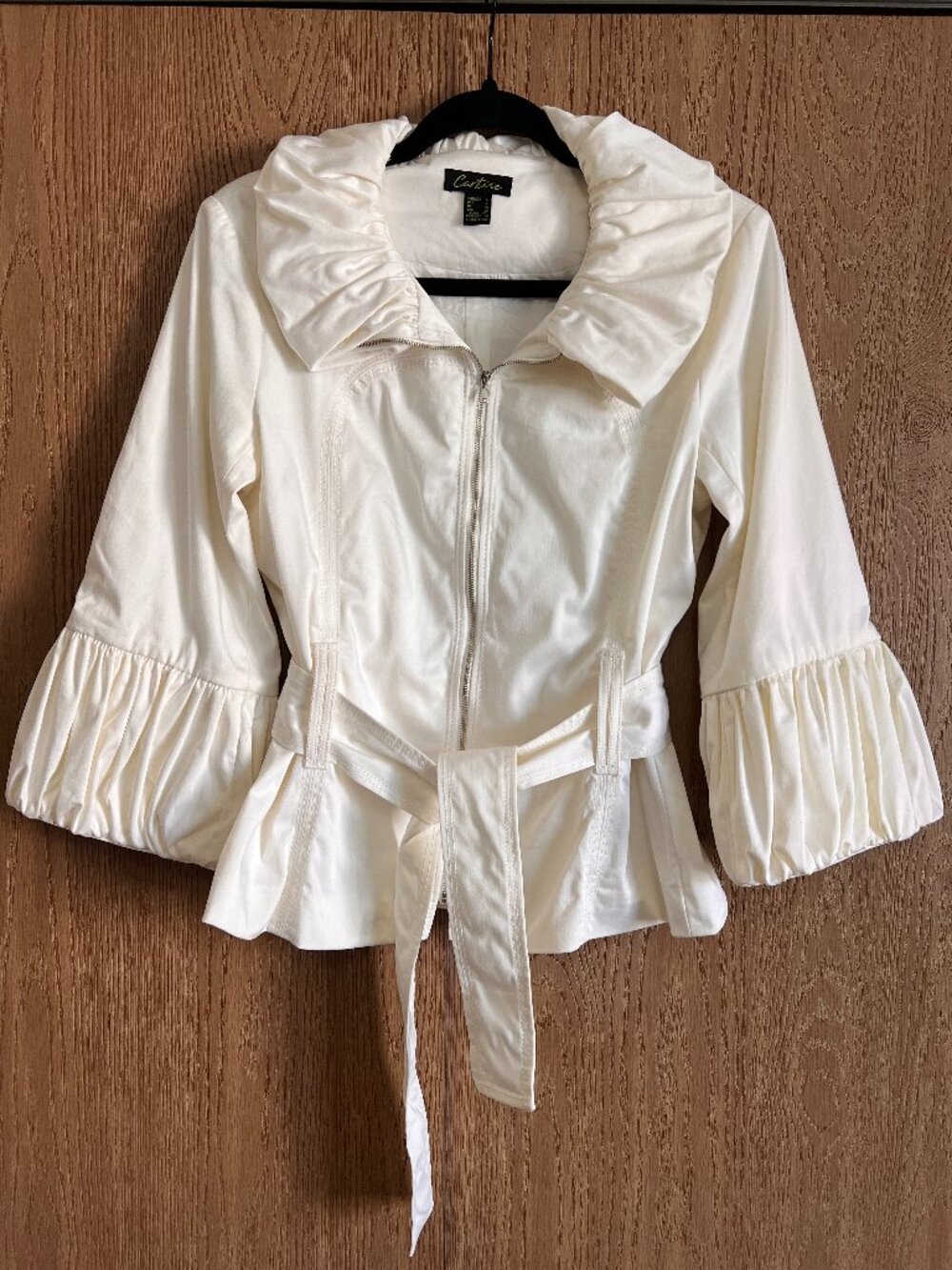 Cartise Off-White Ruched Statement Jacket